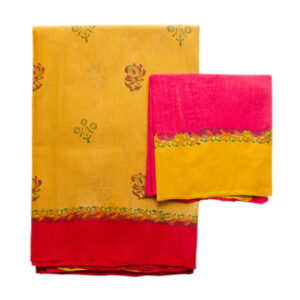 Super Net Menthi Yellow And Pink Saree
