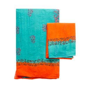 Asha Pallu C-Green And Orange Saree