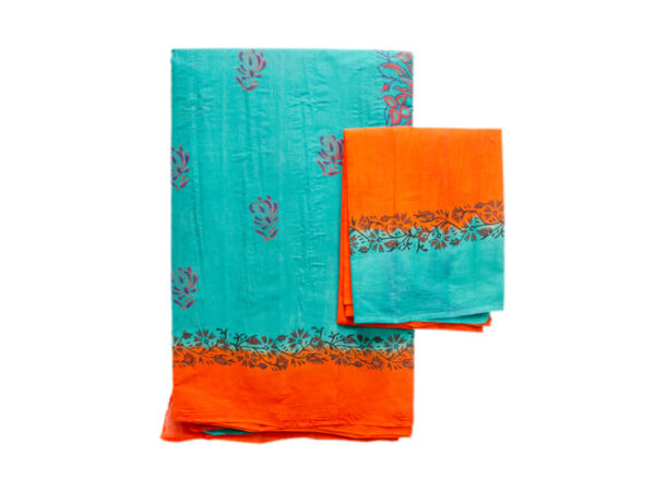 Asha Pallu C-Green And Orange Saree