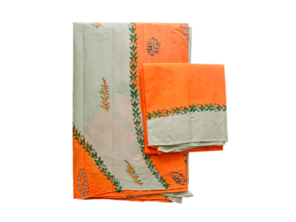 Asha Pallu Cement And Orange Saree