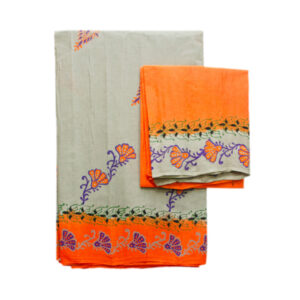 Asha Pallu Cement And Orange Saree