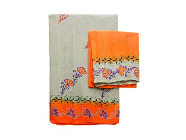 Asha Pallu Cement And Orange Saree