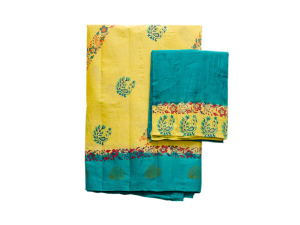 Asha Pallu Minti Yellow And C-Green Saree