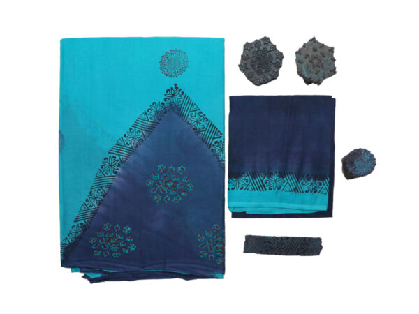 asha pallu sky bule and nave blue saree