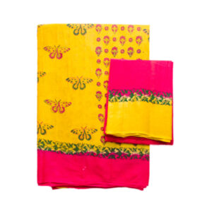 Asha Pallu Yellow And Pink Saree