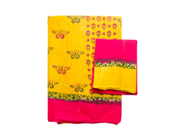 Asha Pallu Yellow And Pink Saree