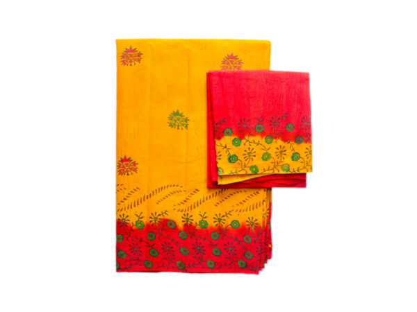 Asha Pallu Yellow And Red Saree