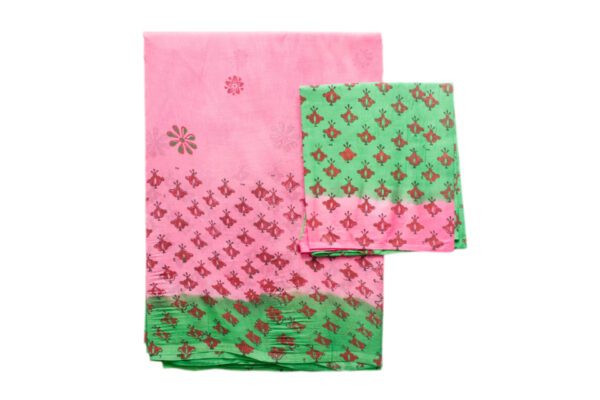 Super Net Baby Pink And Parrot Green Saree