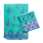 Super Net C-Green And Bule Saree