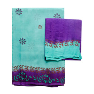 Super Net C-Green And Bule Saree