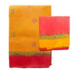 Super Net Menthi Yellow And Red Saree