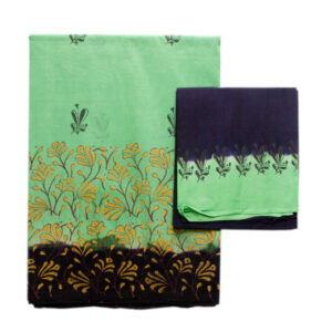 Super Net Parrot Green And Black Saree
