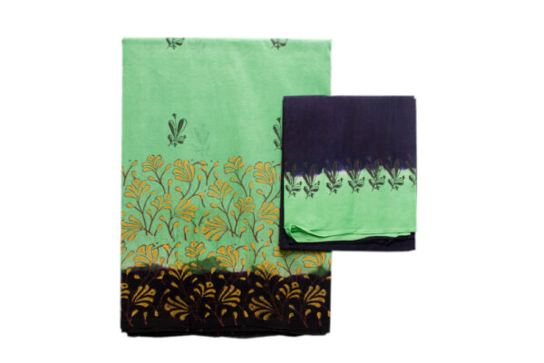 Super Net Parrot Green And Black Saree